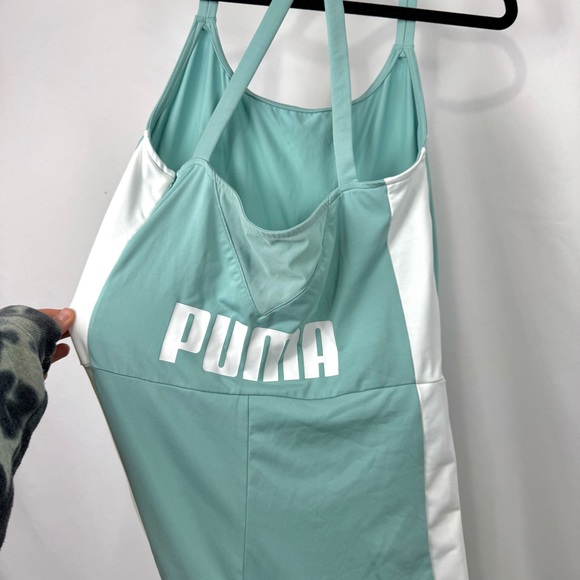 Puma Archive T7 sleeveless jumpsuit in Sage green / white side stripes Yoga Sz L - Picture 8 of 14